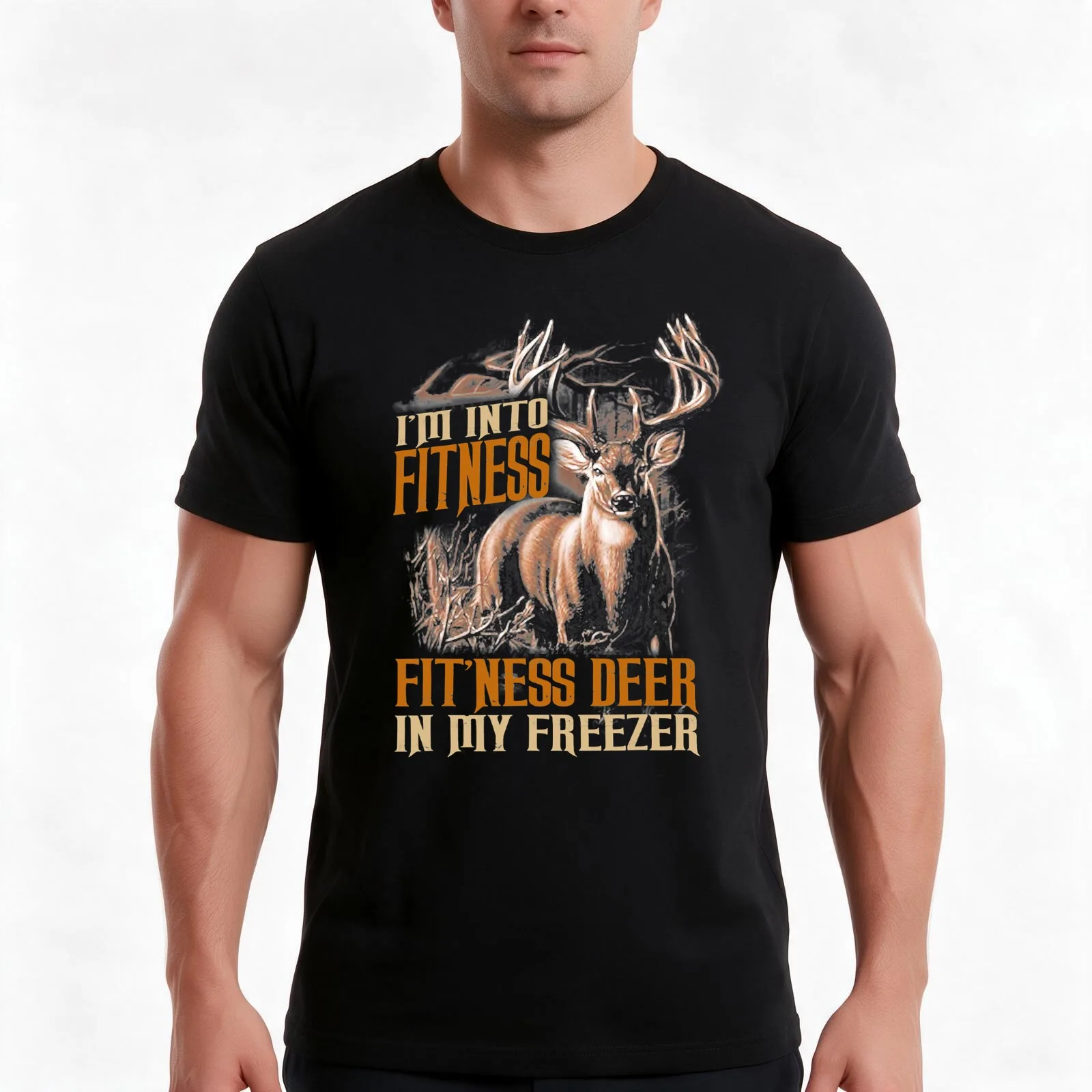 I'm Into Fitness Fit'Ness Deer In My Freezer Deer Hunting T-Shirt, Summer Casual Cotton Tee, Oversized Streetwear Tops