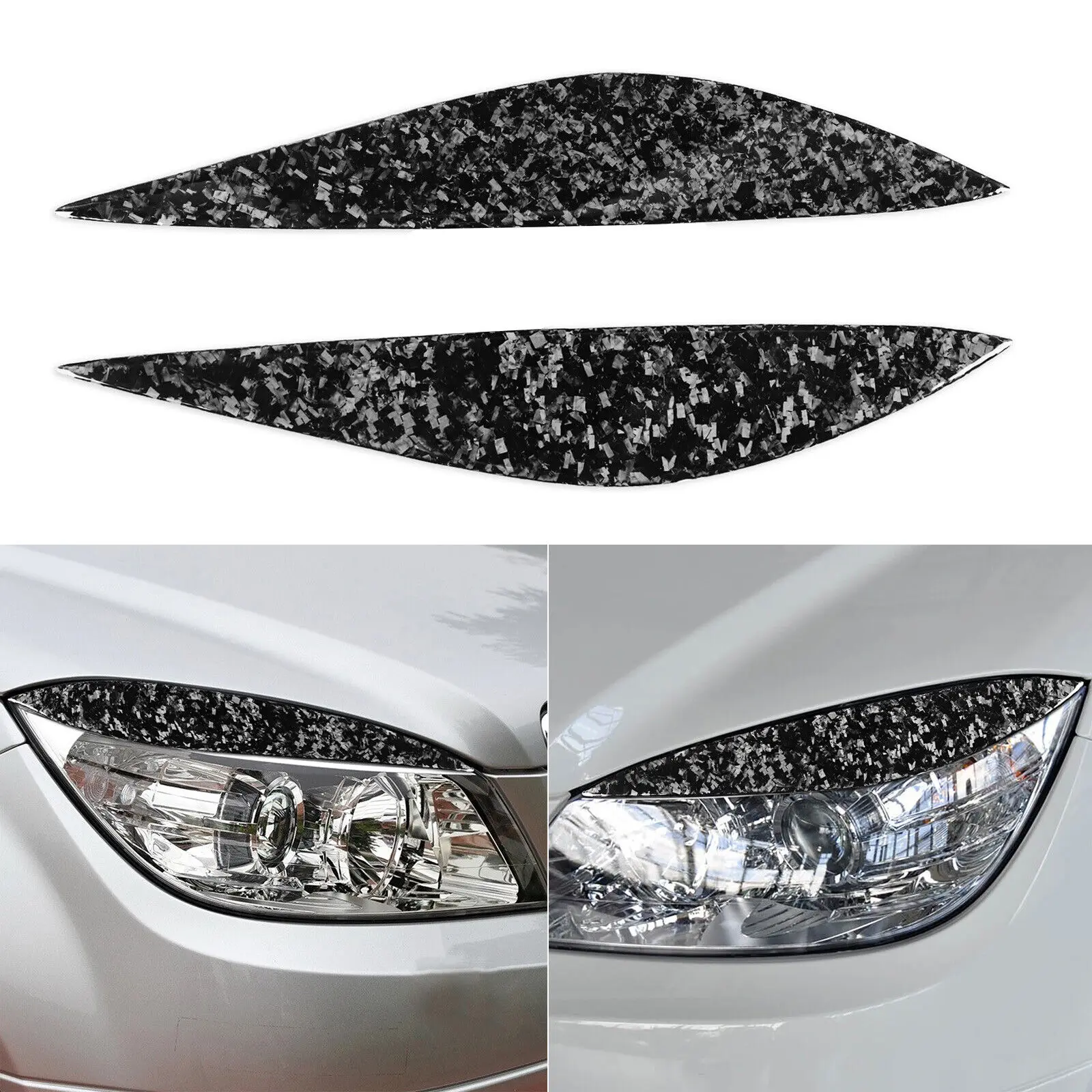 

For Benz C-Class W204 Forged Carbon Fiber Headlight Eyebrow Eyelid Cover 2007-2011 Exterior Accessories