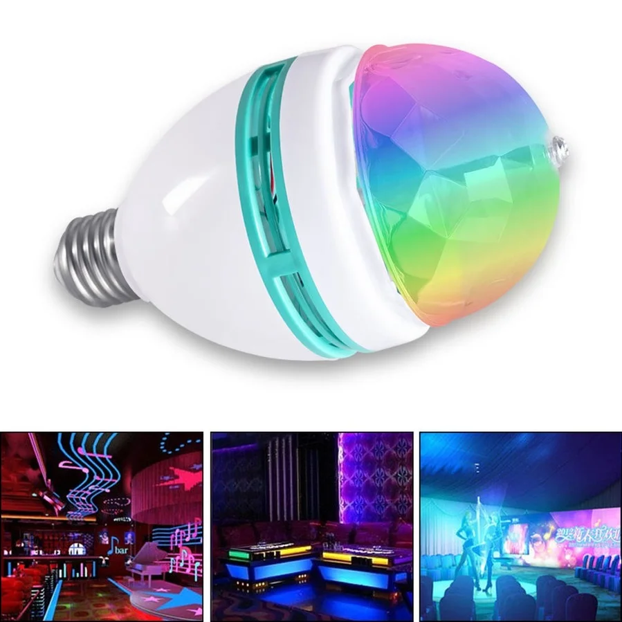 Neon Color Rotary Disco Ball Light Of Sound-control E27 Crystal Magic Lamp 3W Rotating Colorful Projection Lamp DJ KTV Bar Stage