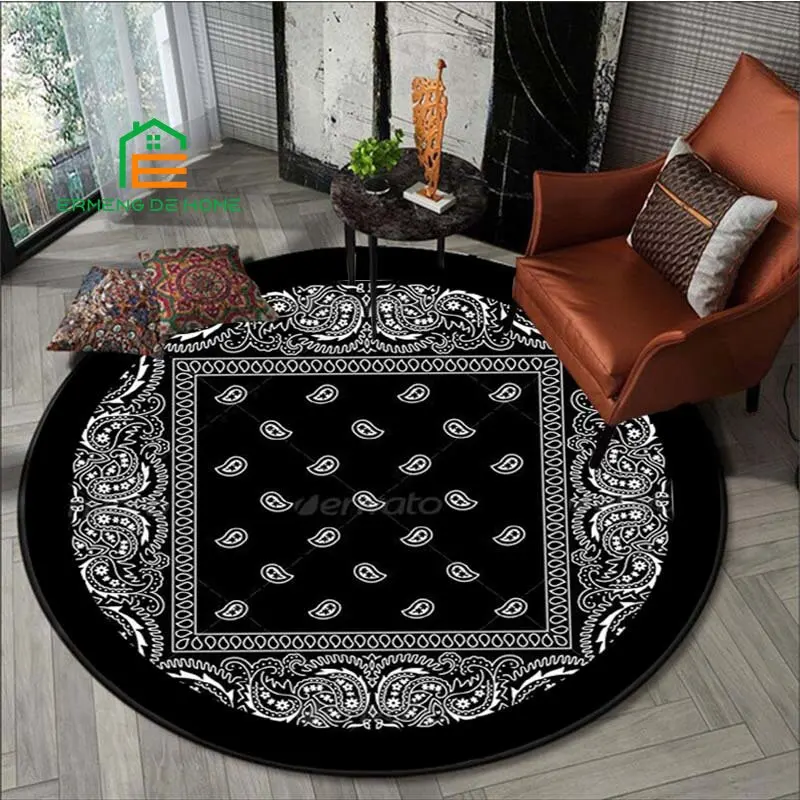 

Bohemia Style Skull Pattern Round Area Rug for Bedroom Non-slip Carpets for Living Room Kitchen Mats for Floor 5 Sizes