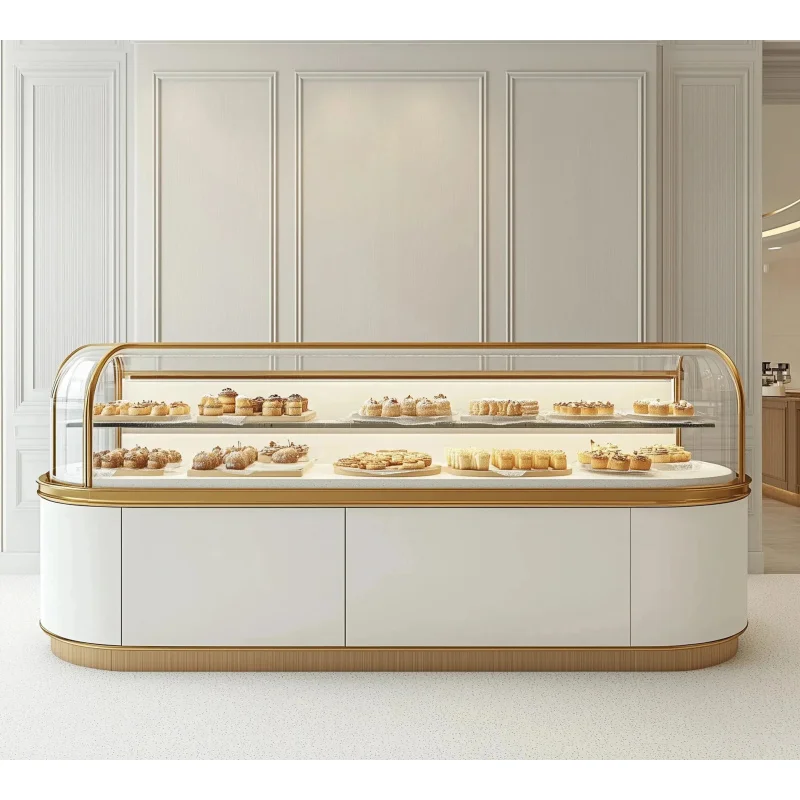 custom.Customizable Bakery Island Counter Shopping Mall Baking Cake Bread Dim Sum Retail Shop Design Glass showcase Display
