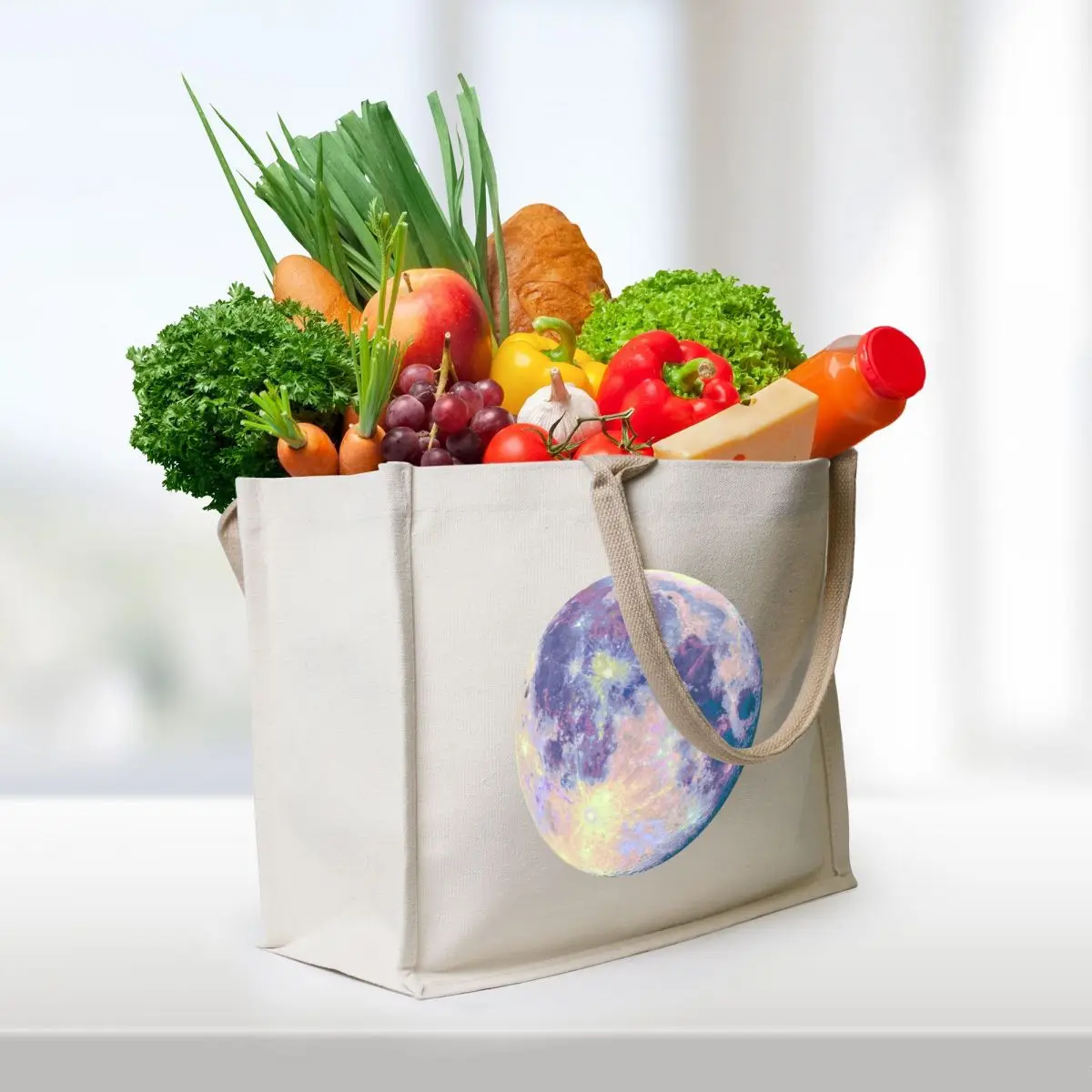 Moon Tote Bag woman shopping bag Cloth bag Woman shopper canvas shopping