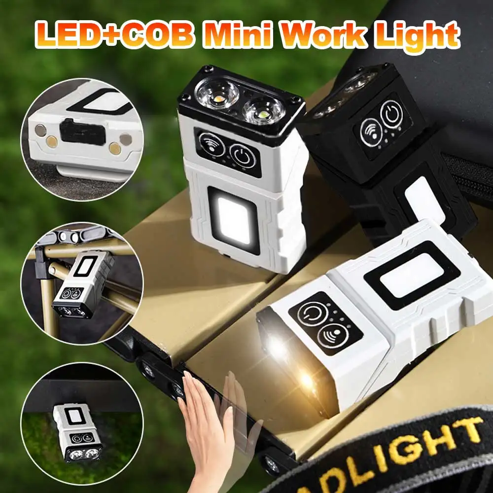 

Outdoor LED Flashlight Keychain 180 Rotations Magnetic echargeable Work Tactical Light Emergency Lamp With USB cable