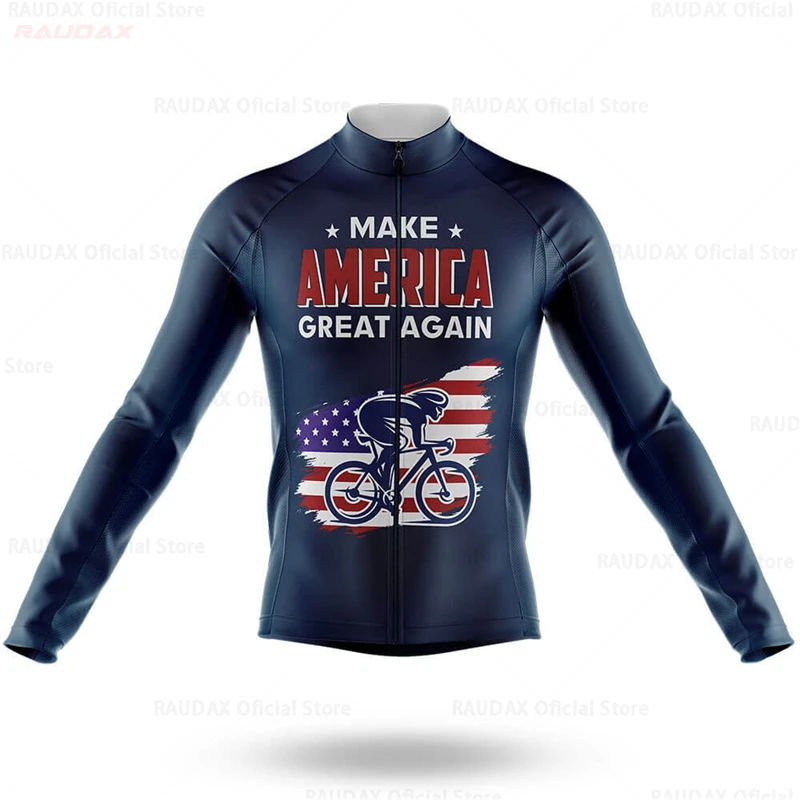 USA 2022 Cycling Jersey Long Sleeve Spring&Autumn Cycling Clothing Mens Race Road Bike Shirts Bicycle Tops MTB Uniform Ropa