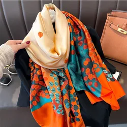 Spring Scarf Women's Luxury Design Scarf Silk Smooth Scarf Soft Muslim Headband Shawl Beach 85x180cm