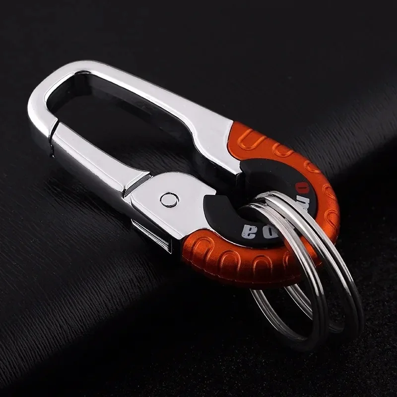 Adea1/10pcs Men's Keychain Hook Stainless Steel Buckle Outdoor Carabiner Climbing Tool Double Ring Fishing Key Ring Car Accessor