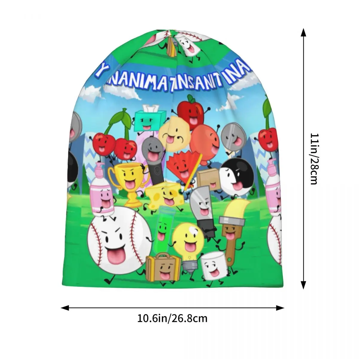 BFDI Inanimate Insanity Cartoon Bonnet Hat Goth Outdoor Battle for Dream Island Skullies Beanies Hat Warm Thermal Elastic Cap