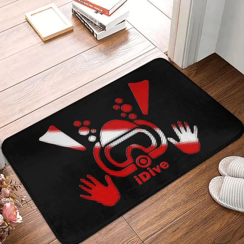 IDive Dive Flag Scuba Diving Door Floor Bath Kitchen Mats Anti-Slip Outdoor Diver Doormat Bedroom Balcony Entrance Rug Carpet
