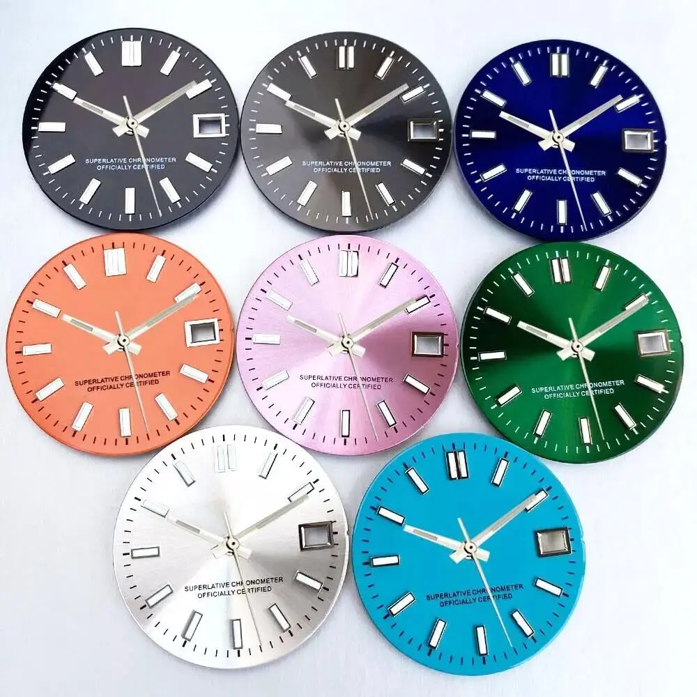 

MOD Sterile 29mm Watch Dial Face Hands Set Luminous Black Blue Silver Orange Fit NH35 NH36 Movement Men Watch Accessories Part