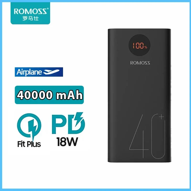 

ROMOSS Power Bnaks 40000MAH External Battery Powerful Power Banks Powerbank Pack UBS C Charging Power Bank For Iphone 14 Xiaomi