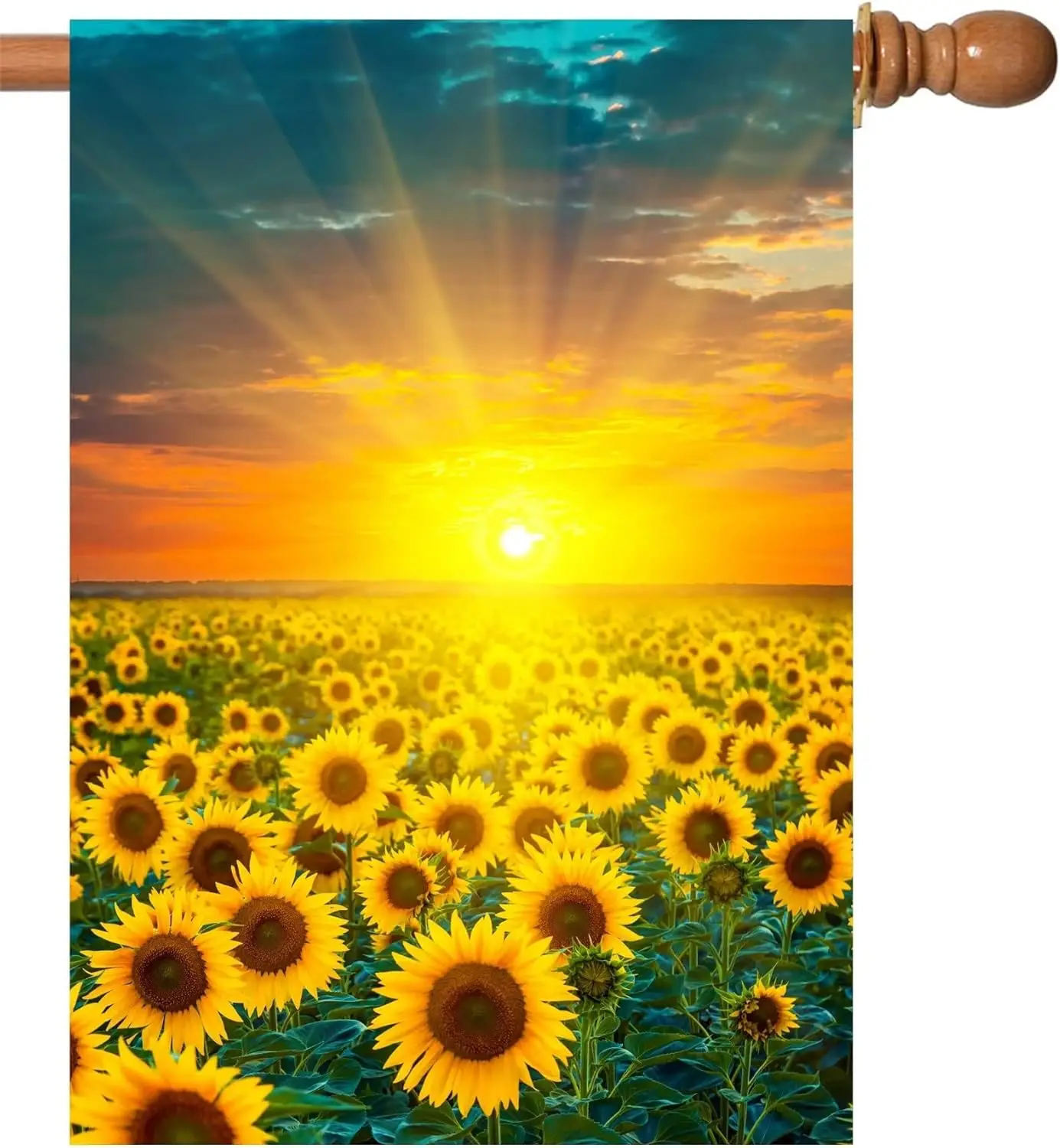 Sunflower Flower Fields Farm Sunset Spring Summer Nature Landscape House Flag 28 x 40 Inch Double Sided Garden Yard Outdoor Bann