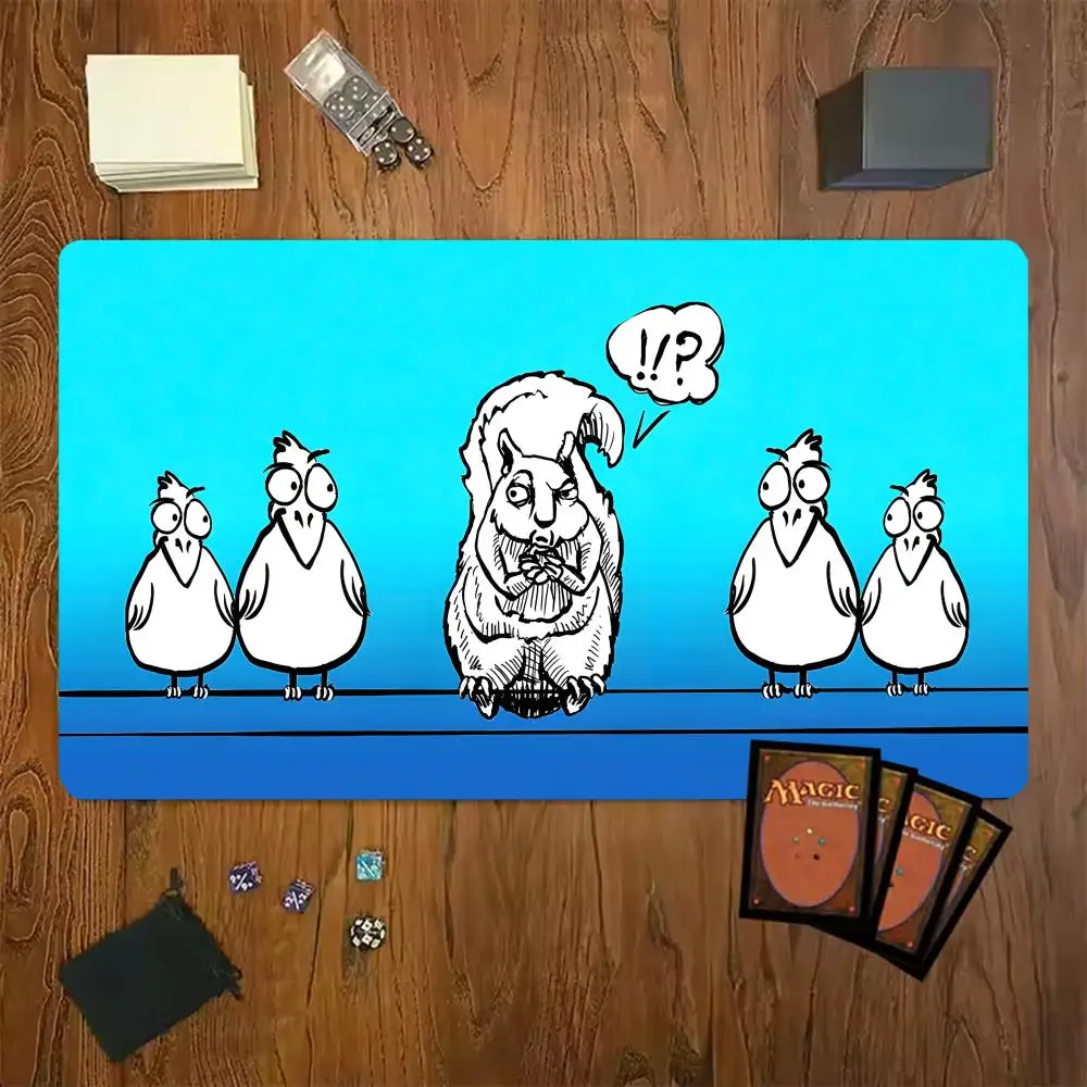 Sheep Chick Meme Mouse Pad Card Playmat Stitched with Magic Zones Game Mats Tabletop for TCG Card Battle Commander Gaming Mat