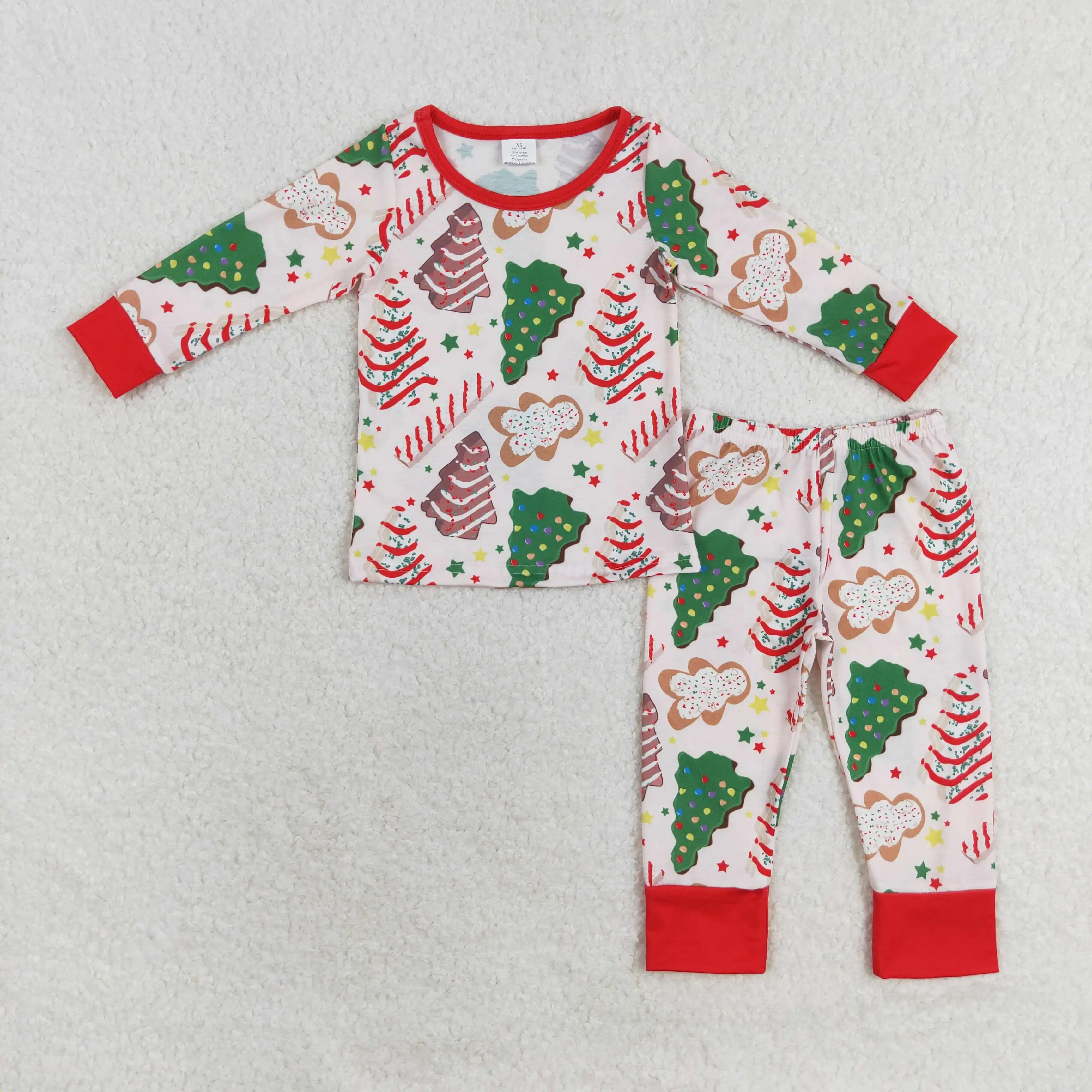 Pyjama assressentien coton pour bébé garçon et fille, ensemble de vêtements de nuit, pantalon à carreaux, arbre de Noël, tenue pour enfants, vente en gros