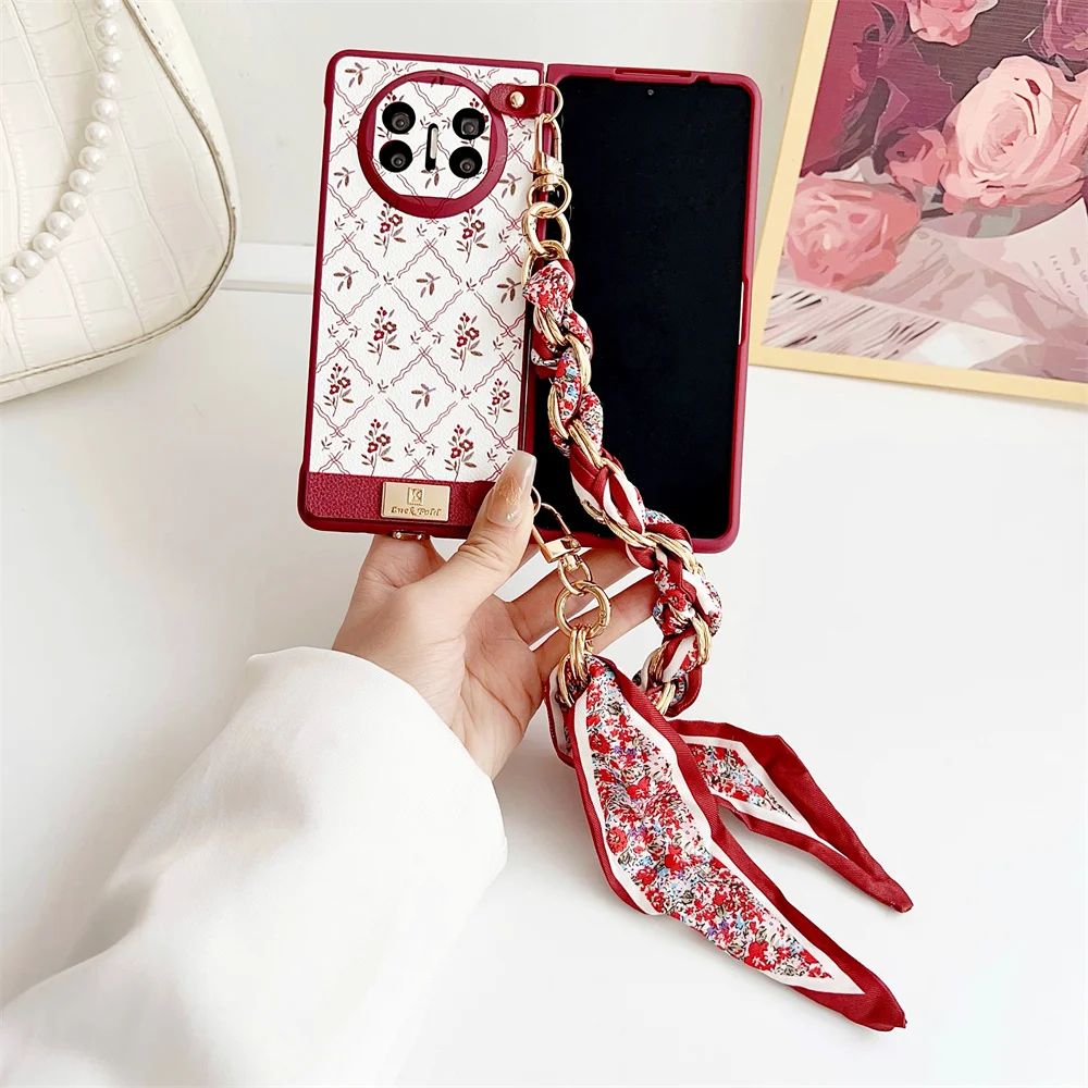 

Fashion Lucky Flower Phone Case For HuaWei Mate X3 X5 X6 Silk Scarf Bracelet PC Hard Shell Shockproof Back Cover