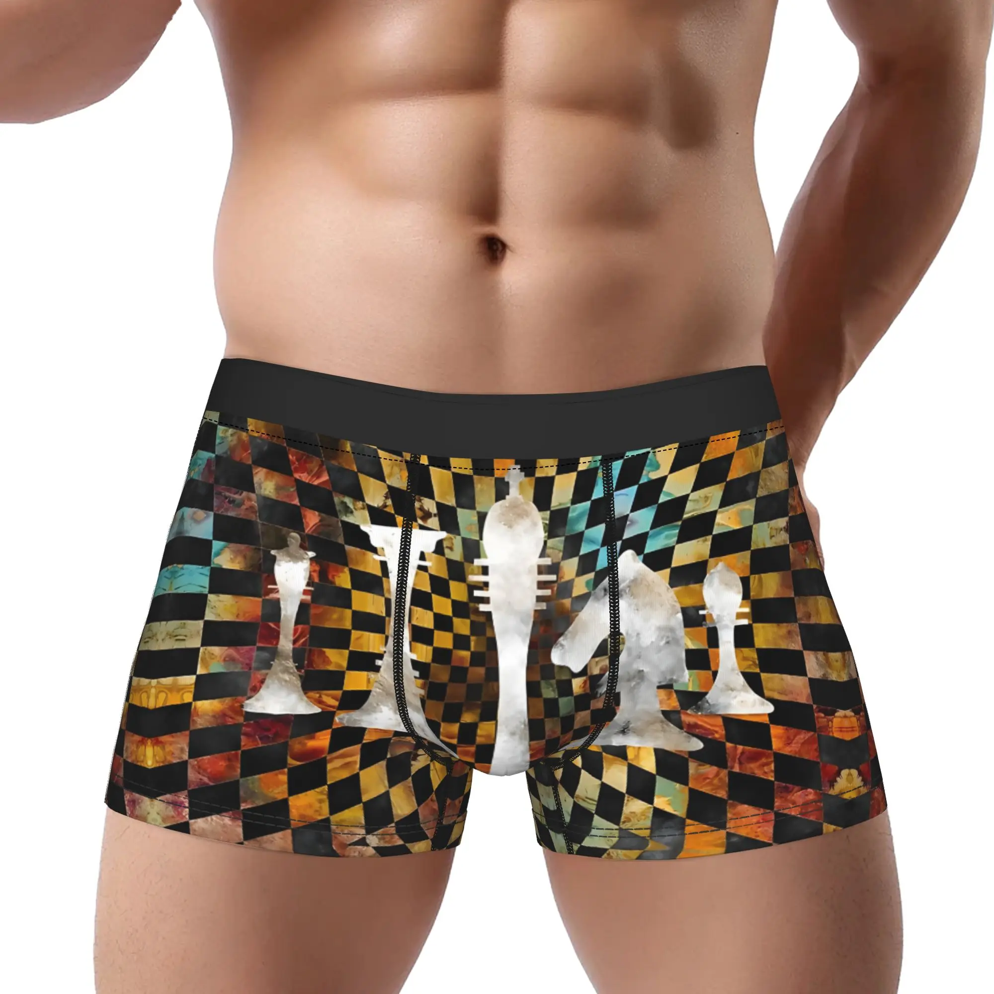 

Chessboard Collage White Figures Chess Underpants Homme Panties Man Underwear Ventilate Shorts Boxer Briefs