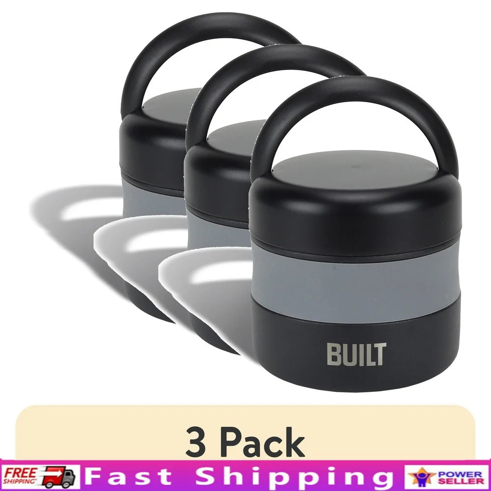 

3 Pack 12 oz Vacuum Insulated Food Jar Stainless Steel Wide Mouth Container BPA-Free Eco-Friendly School Work Camping