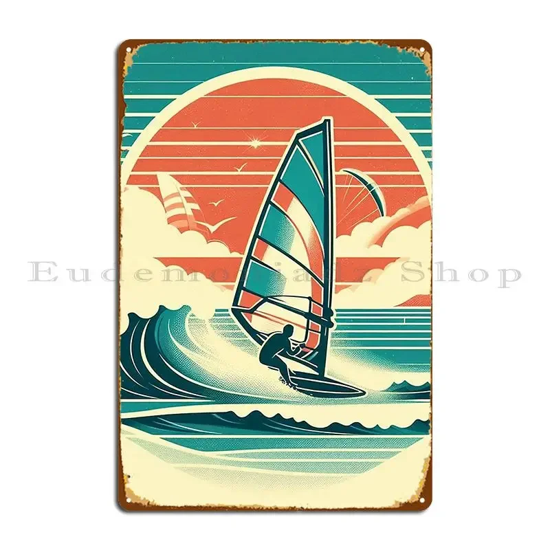 Windsurfing Metal Sign Mural Kitchen Character Wall Decor Club Tin Sign Poster