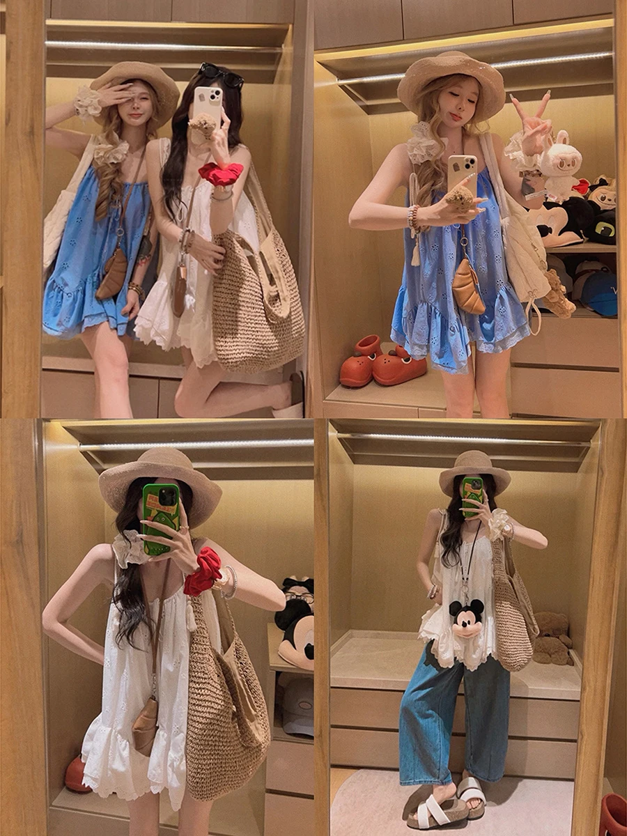 

Yukiss Cotton Blend ort Strap Dr Two Ways to Wear It Comfortable Breathable Summer Faion Commute Sle Hollow out Loos...