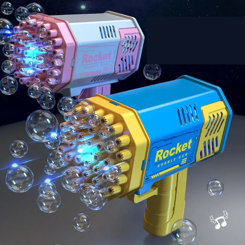 Nuovo 40 fori Electric Rocket Bubble Gun Toy Bubbles Machine Automatic Soap Blower Summer Outdoor Party Games regalo per bambini