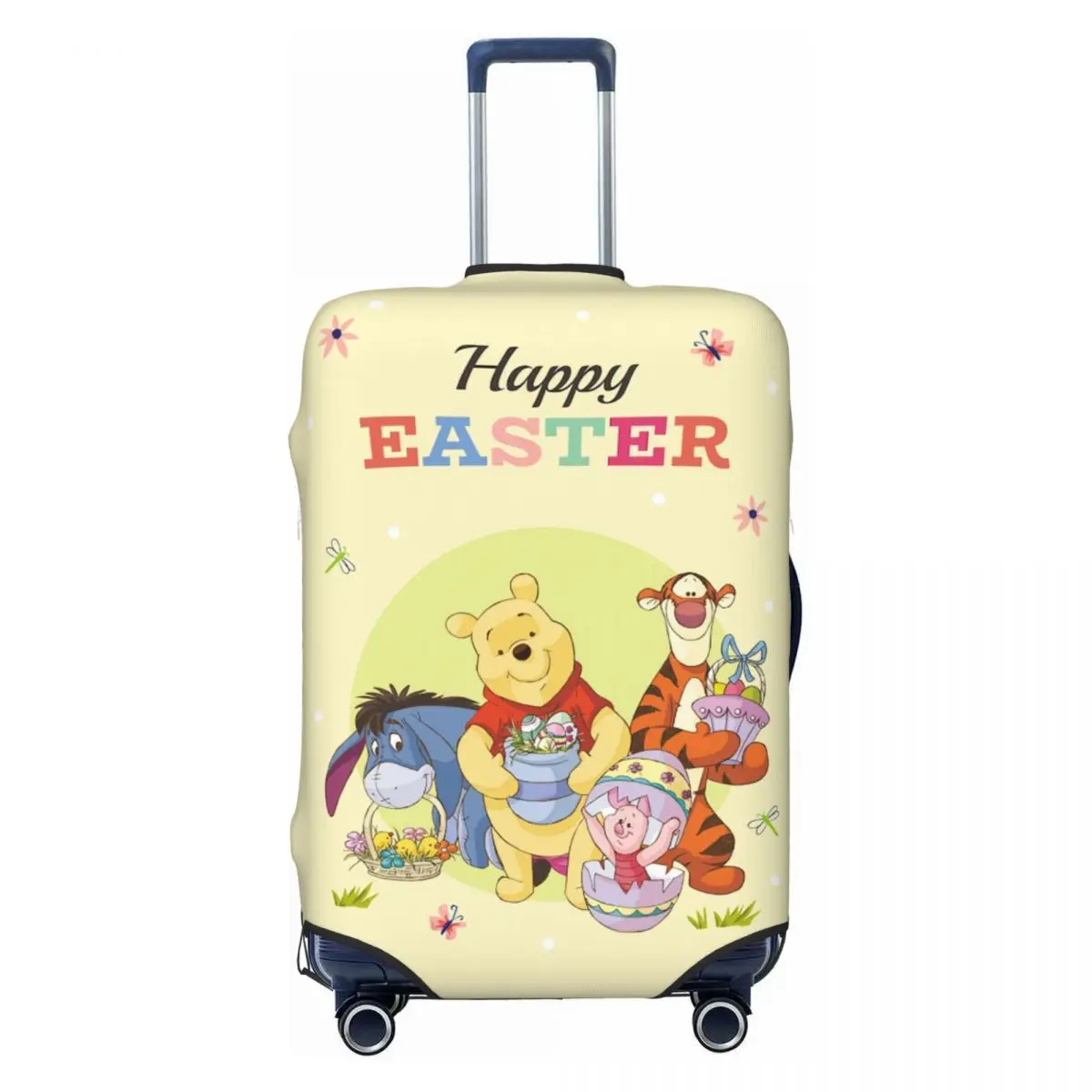 

Custom Happy Easter Winnie The Pooh Luggage Cover Protector Cute Cartoon Bear Travel Suitcase Covers for 18-32 Inch