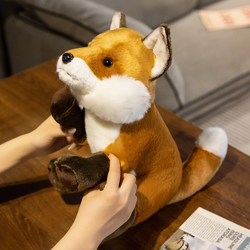 Cute Simulation Fox Plush Toy Kawaii Stuffed Wild Animals Lovely Lifelike Plushies Fox Soft Kids Toys Birthday Gifts Home Decor