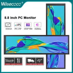 Wisecoco 8.8 Inch 1920x480 Long Strip Portable Monitor External Screen Laptop PC Display for Computer Raspberry pi 4 3 B Aida64