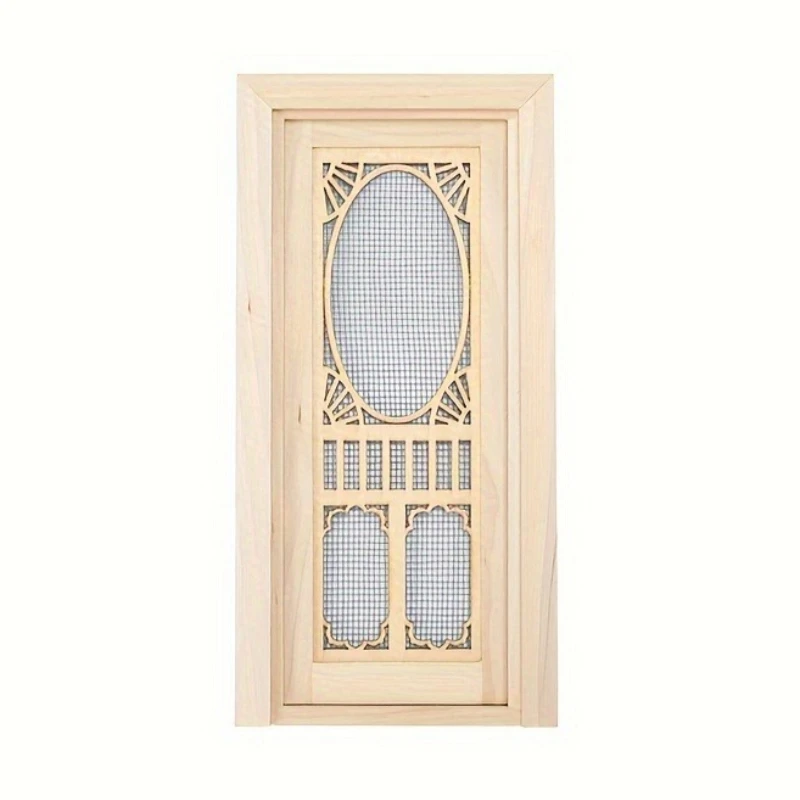 1 قطعة 1:12 مقياس دمية مصغرة باب خشبي باب الشاشة مع تصميم جوفاء مثالية لأبواب الديكور نموذج المشهد الهواة