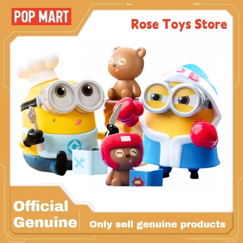 Genuine POP MART Minions Bedtime Stories By Bob and Tim Series Blind Box Toys Anime Figure Model  Ornament Figurines Xmas Girls