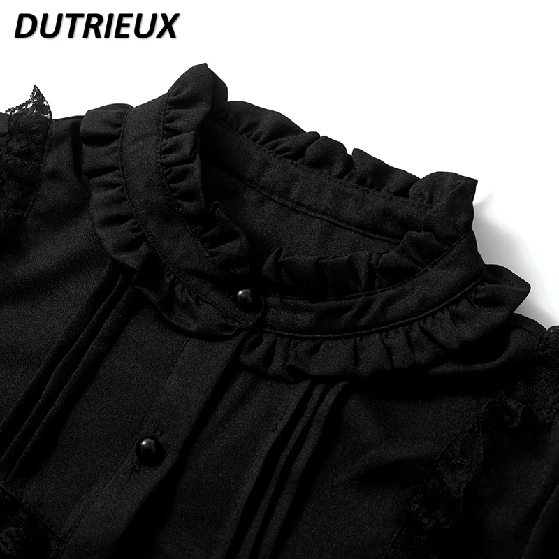 Casual Blouse Female Mine Series Mass-Produced Women's Tops Spring and Autumn New Ruffled Doll Collar Long Sleeve Shirt