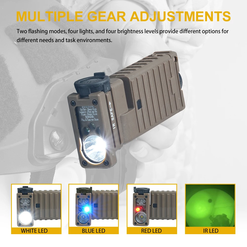 BOOIU Streamlight Sidewinder Tactical Flashlight IPX6 Waterproof Headlamp Multi-model 3colorIR Outdoor Safety Helmet Accessories