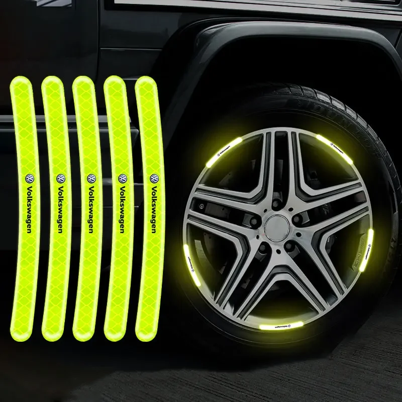 Car Wheel Hub Reflective Stripes Door Safety Opening Warning Sticker For Volkswagen Golf 4 Motion CADDY Beetle TSI R32 MK4 GTI