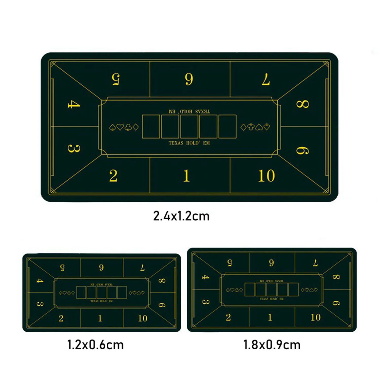 

1.2 x 0.6cm/1.8 x 0.9cm/2.4x1.2cm Texas Hold'em Table Mat, Baccarat Special Wear resistant Chip Mat, Egg Table Mat, Poker Mat