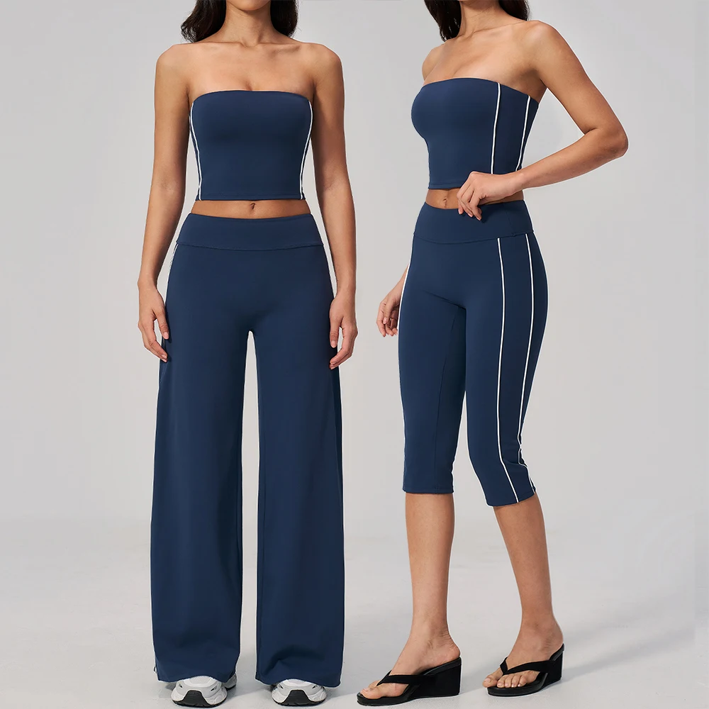 2PCS Yoga Clothes Women's Tracksuit Athletic Wear Pilates Fitness Suit Gym Outfits Workout Sets Push Up Sports Bra Capri Pants