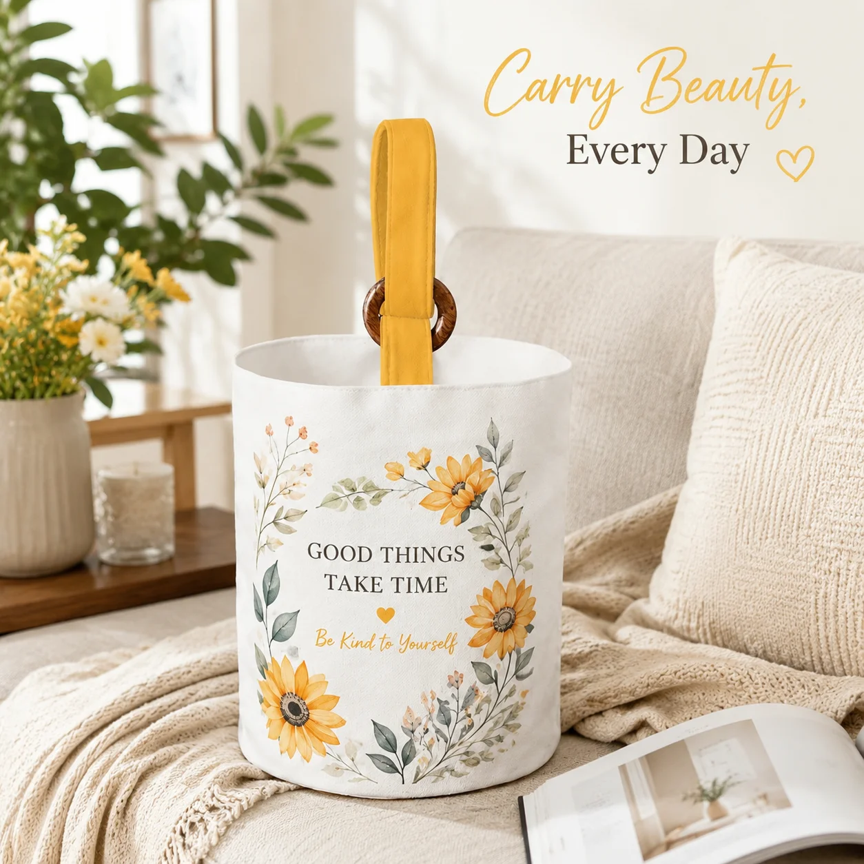 Custom Mini Bucket Bag 4.5L Tiny Pellet Velvet Wooden Ring Handle Ladies Daily Shoulder Crossbody Storage Tote Bag