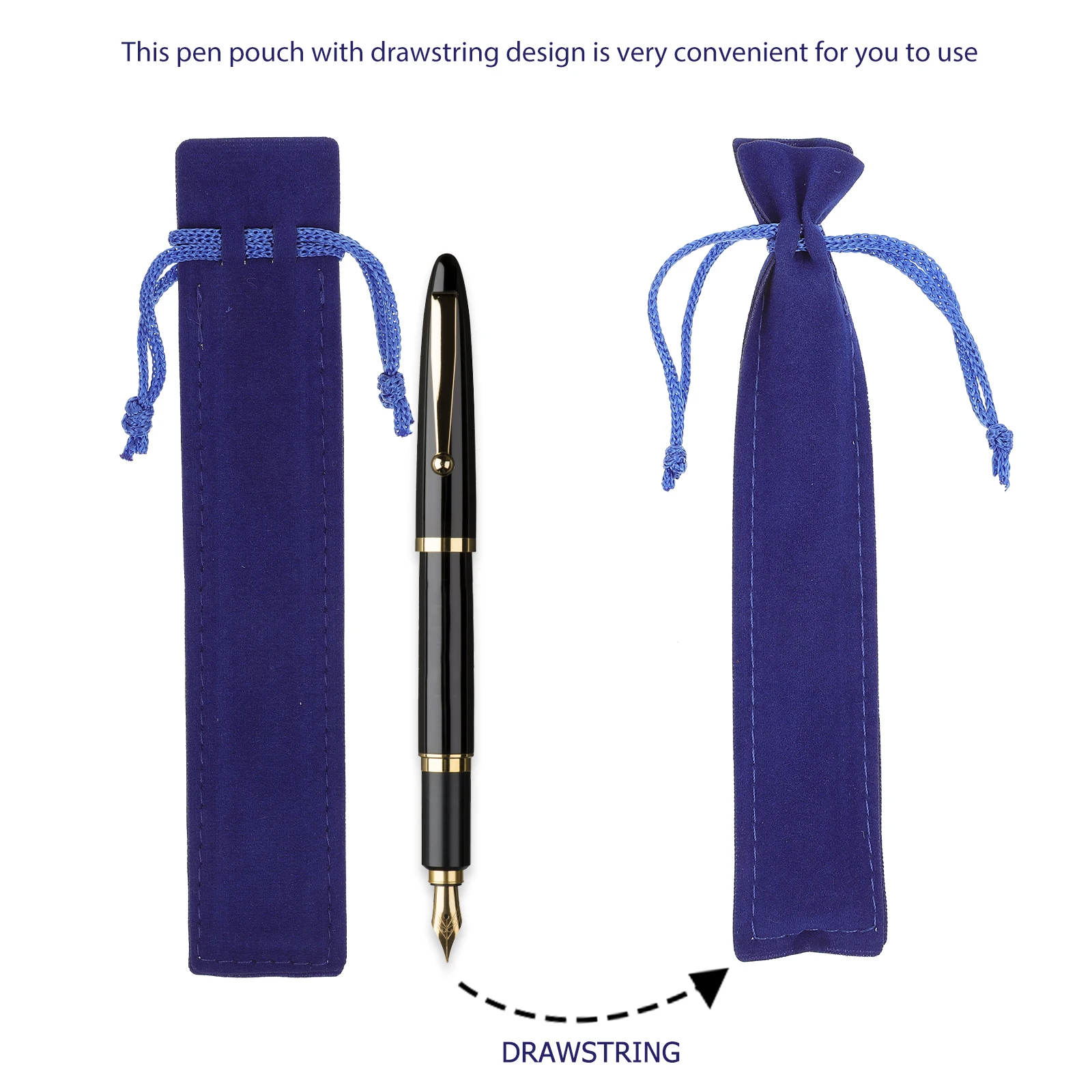 

20pcs 25 Pieces Pen Bag Drawstring Flannel Case Pouch Holder Blue Pens Storage School Office Supplies Lightweight Gift