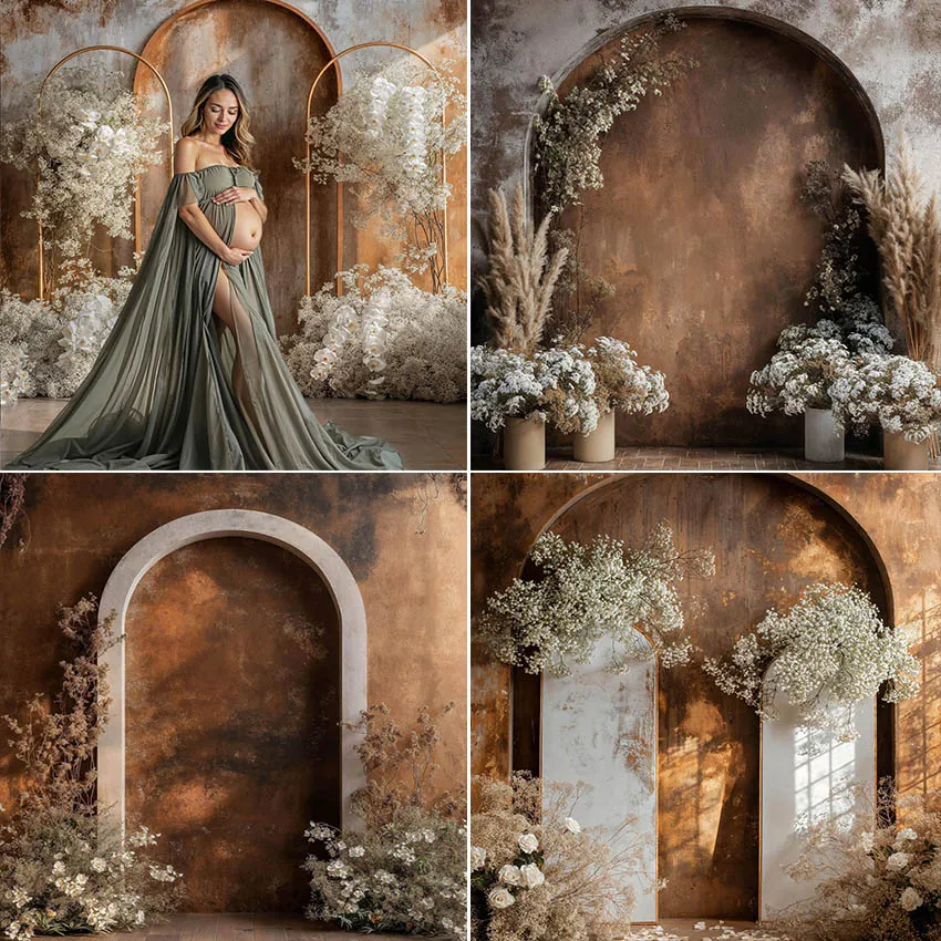 Mehofond Photography Background Boho Earthy Flowers Arch Adult Birthday Wedding Maternity Portrait Decor Backdrop Photo Studio