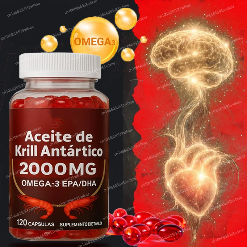 Cápsulas de Aceite de Krill con Astaxantina y Omega-3 para la Salud Ocular, Concentración y Memoria, Salud de las Células Cerebrales, Reduce los Coágulos Sanguíneos, Salud del Corazón