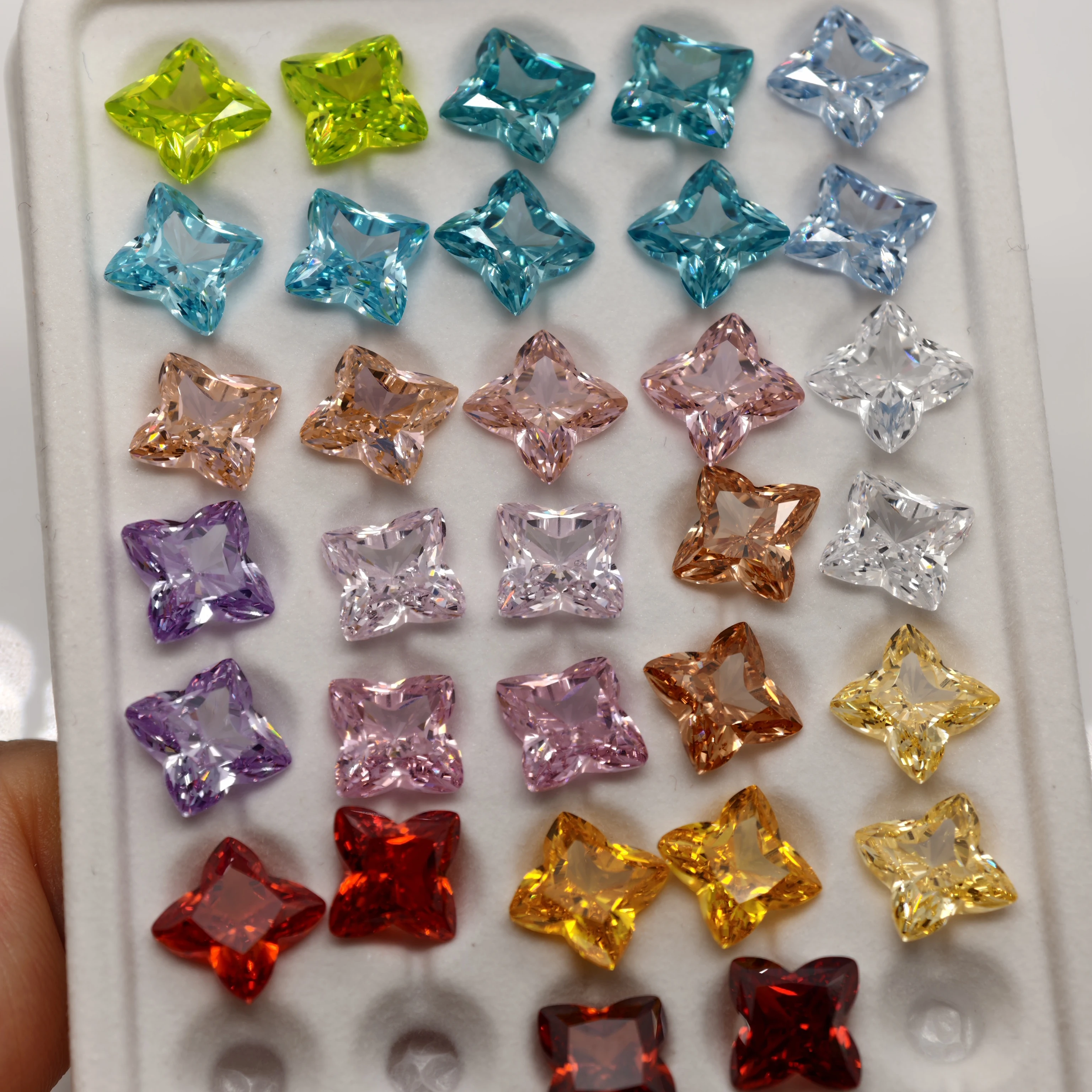 

5A White/Pink/Paraiba/Aquamarine/Ice Blue/Yellow/ China Red Colors Plun Blossom Cut Cubic Zirconia Gemstones for Jewelry Making