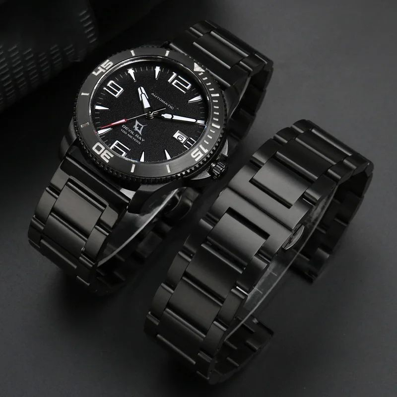 Bracelete de aço inoxidável para homens, pulseiras de relógio pretas, Huawei Watch GT 4 3 Pro 2, 46mm, 20mm, 22mm Width, pulseira para Seiko Casio