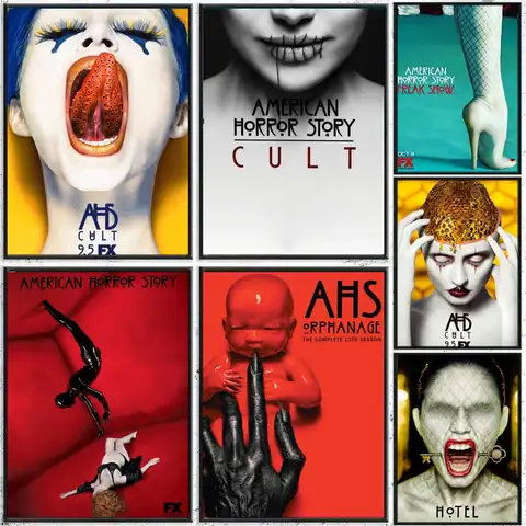 American H-Horror Story TV Show AHS Poster Perfect Sticker Self Adhesive for Office Home Theater Wall Art Decor Fancy Gift