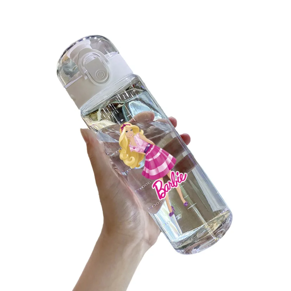 780ML Water Cup Cartoon Barbie Outdoor Sports Portable Large Capacity Plastic Cups Transparent Plastic Water Bottle Girl Gift