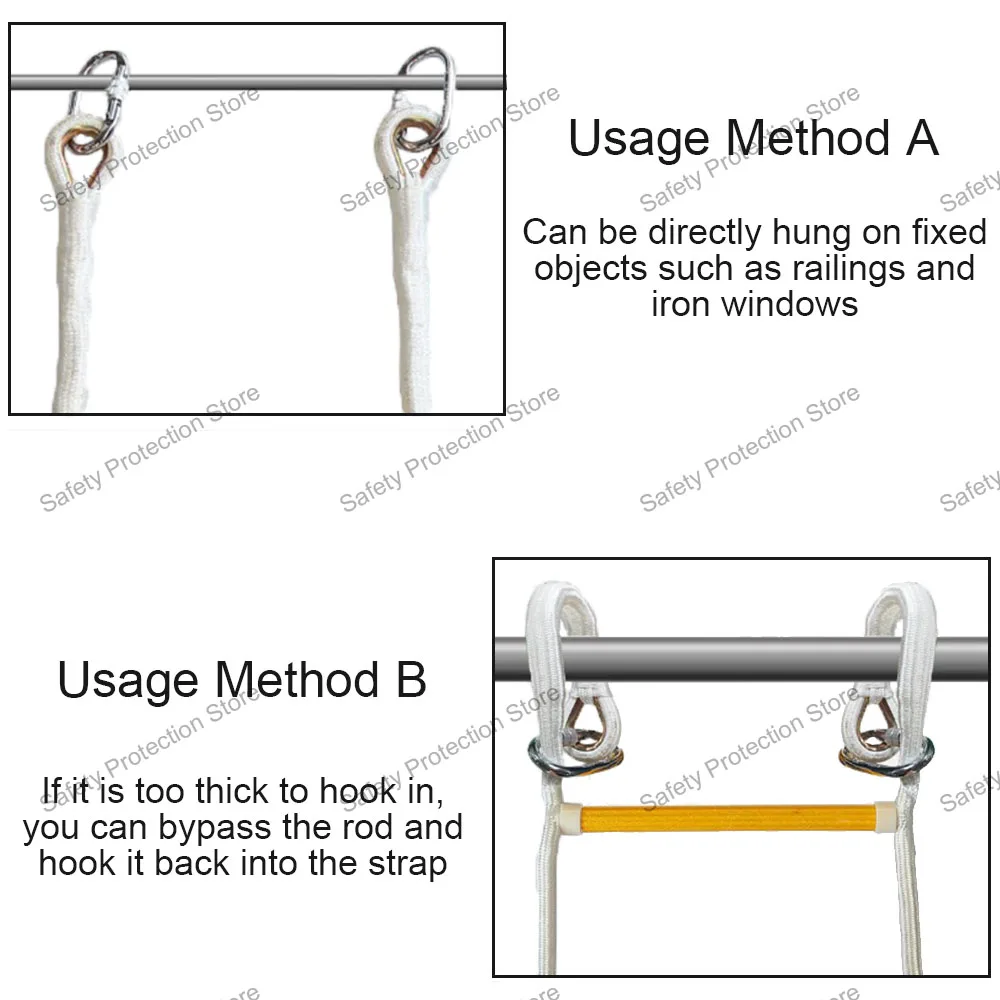 9.84ft Emergency Fire Escape Ladder with Hooks Outdoor Engineering  High-altitude Work Climbing 3m Anti Slip Soft Rope Ladder
