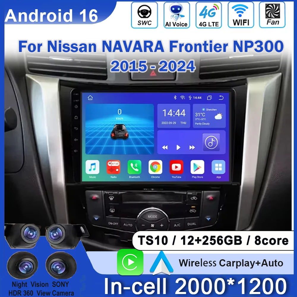 

9 "Android 15 Auto для Nissan NAVARA Frontier NP300 2015-2024 Автомобильный радиоприемник Мультимедийный видеоплеер BT GPS Навигация QLED экран