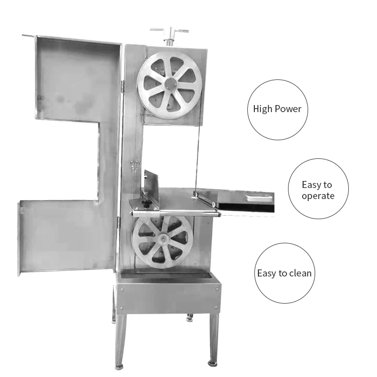 HR-300A Butchers Bone Saw Stainless Steel Semi-Automatic Adjustable Thickness Removable Blade Fast Cutting Meat Bone