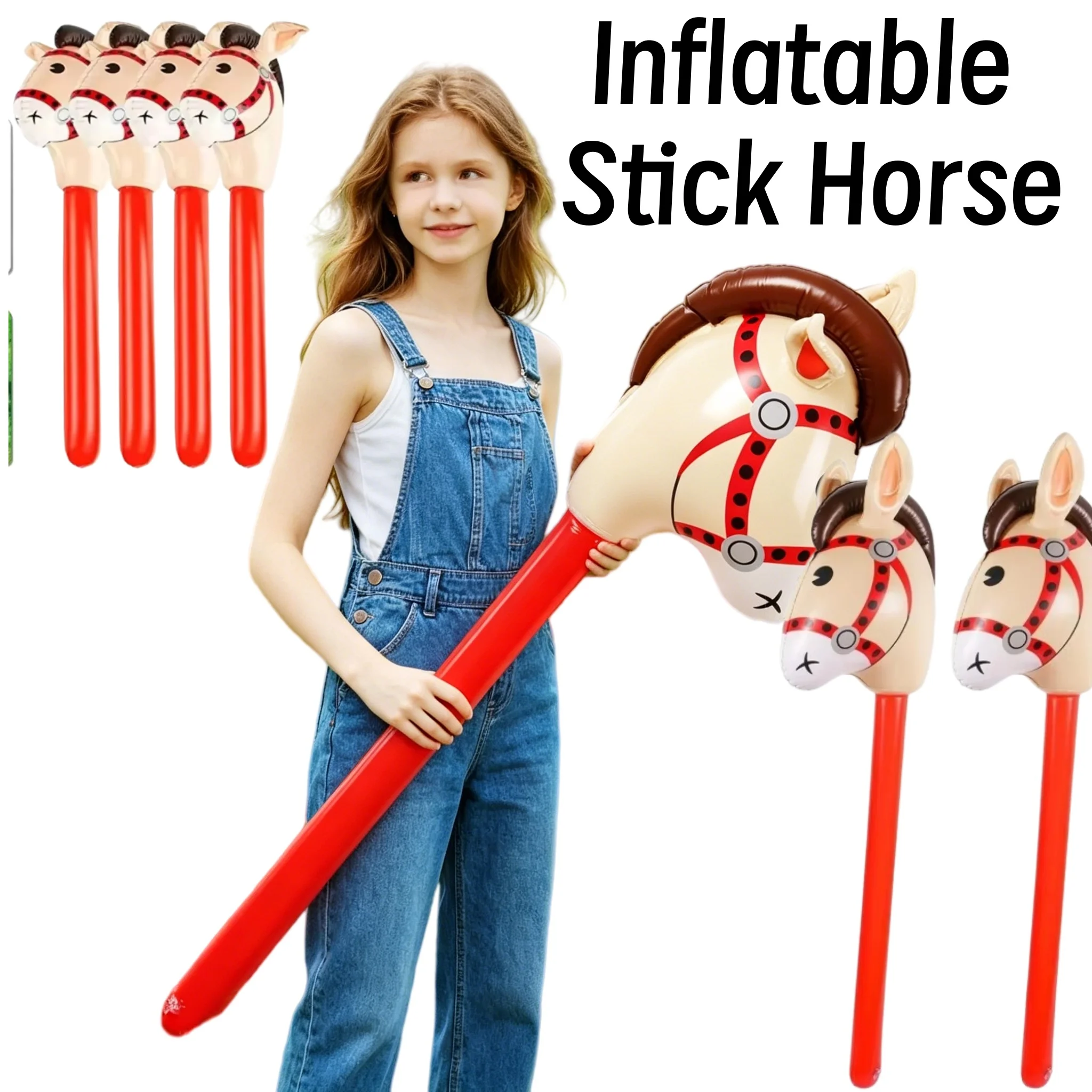 Inflatable Horse Head Cowgirl Stick PVC Balloon Cheerstick Party Stage Performance Sensory Birthday Gift Antiestrés Juguete Gift