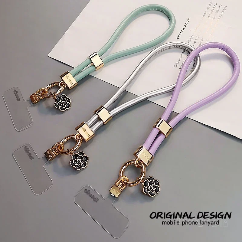 

Регулируемый короткий женский уличный ремешок для телефона с защитой от падения и застежкой-красным цветком