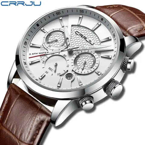 Men's Casual Leather Quartz Watch CRRJU
