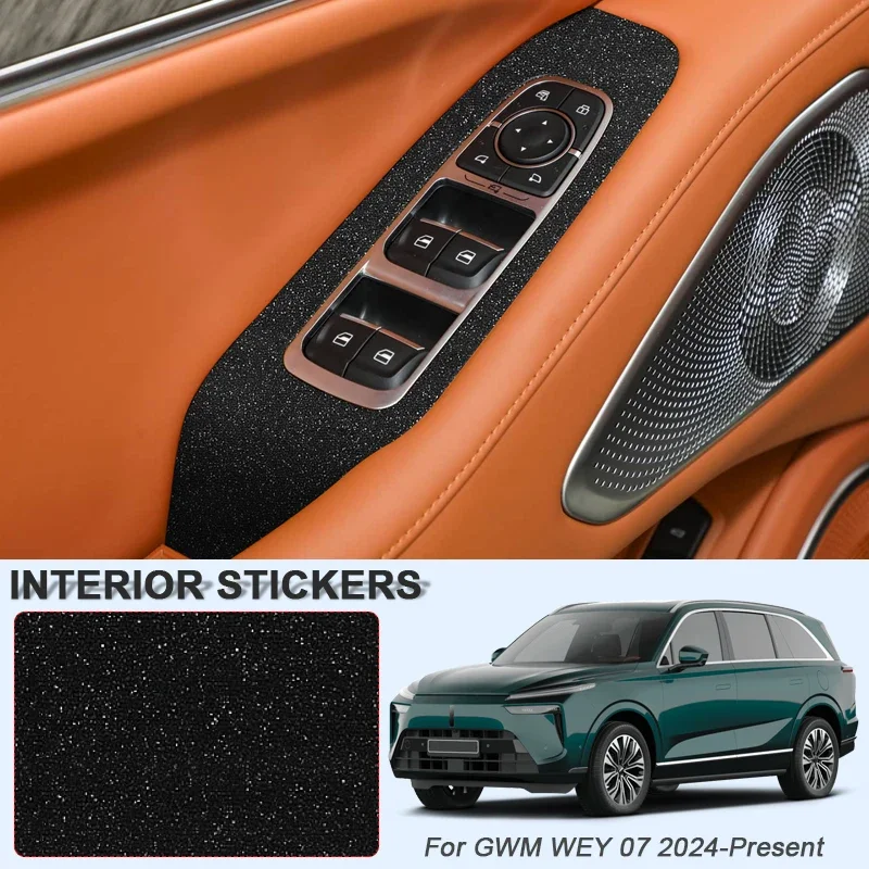 Car Carbon Interior Sticker Lifting Window Panel Decal Gear Inner Door Protective Film Accessory For GWM WEY 07 2024-Present LHD