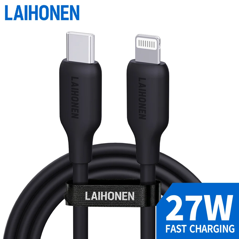 LAIHONEN Schnellladekabel USB-C auf Lightning, flexibel und langlebig aus Silikon für iPhone 13 12 11 Pro Max X XS XR iPad