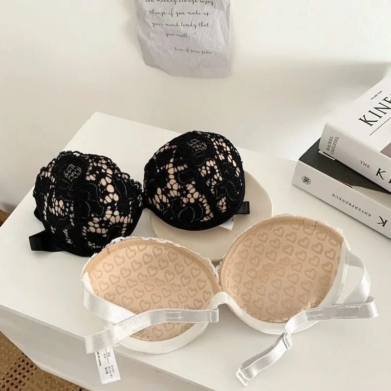 Fashion Strapless Lace Women Sexy Lingerie Backless Invisible Wireless Bralette 1/2 Cup Underwear Fit for Small Chest Girl Bras